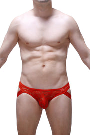 Tanga Suspensorio Dentelle Rojo