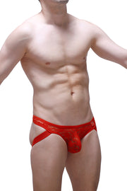 Tanga Suspensorio Dentelle Rojo